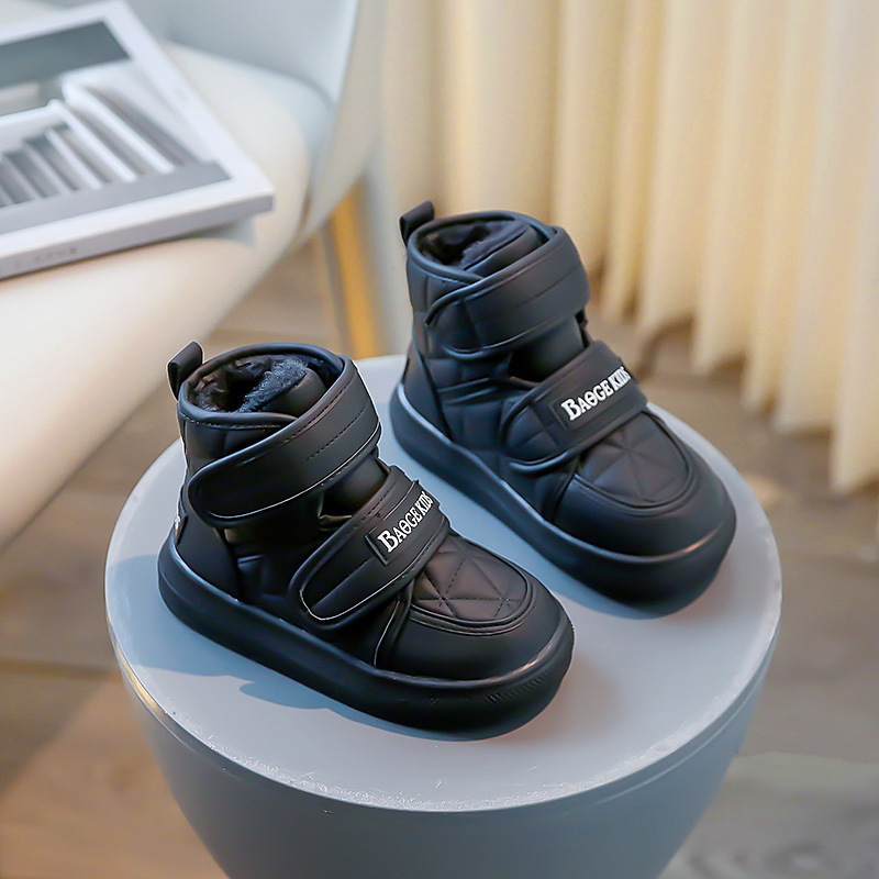 Scarponi da neve per bambini, scarpe in morbido cotone isolante, scarponi invernali medi e grandi per bambini, pane in velcro_voghion.com