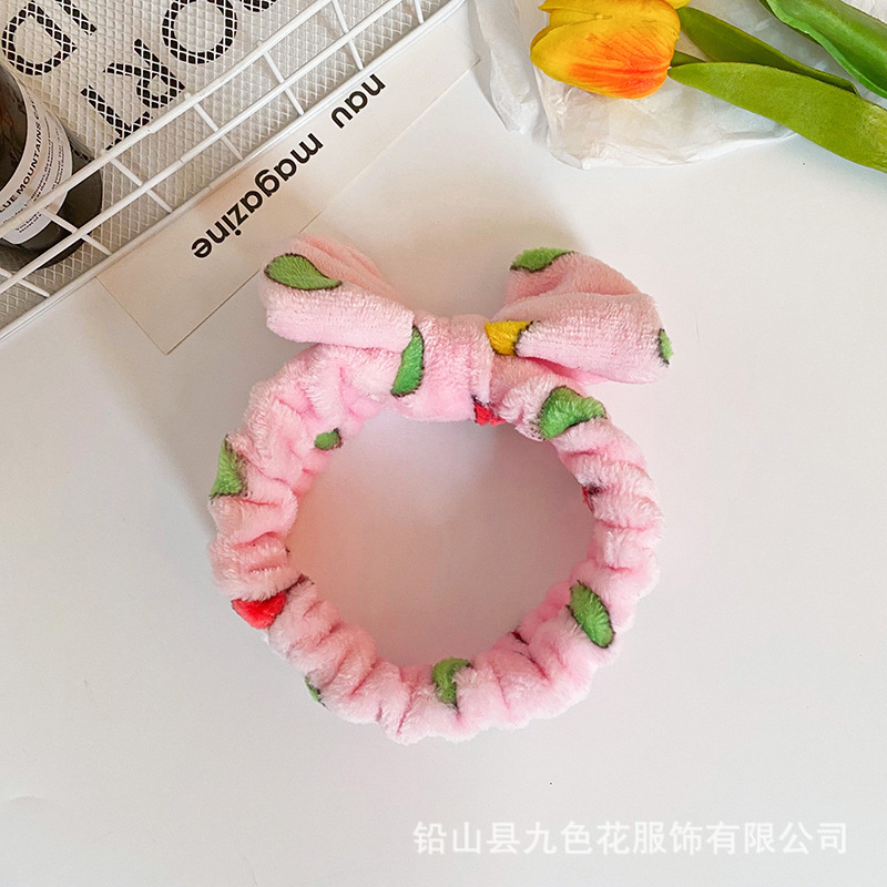 Diadema con lazo impreso creativo europeo y americano, diadema de felpa, tocador para mujer, tocado de maquillaje, diadema de franela, accesorios para el cabello