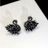 Silver needle, earrings, fashionable zirconium, french style, silver 925 sample, light luxury style, internet celebrity