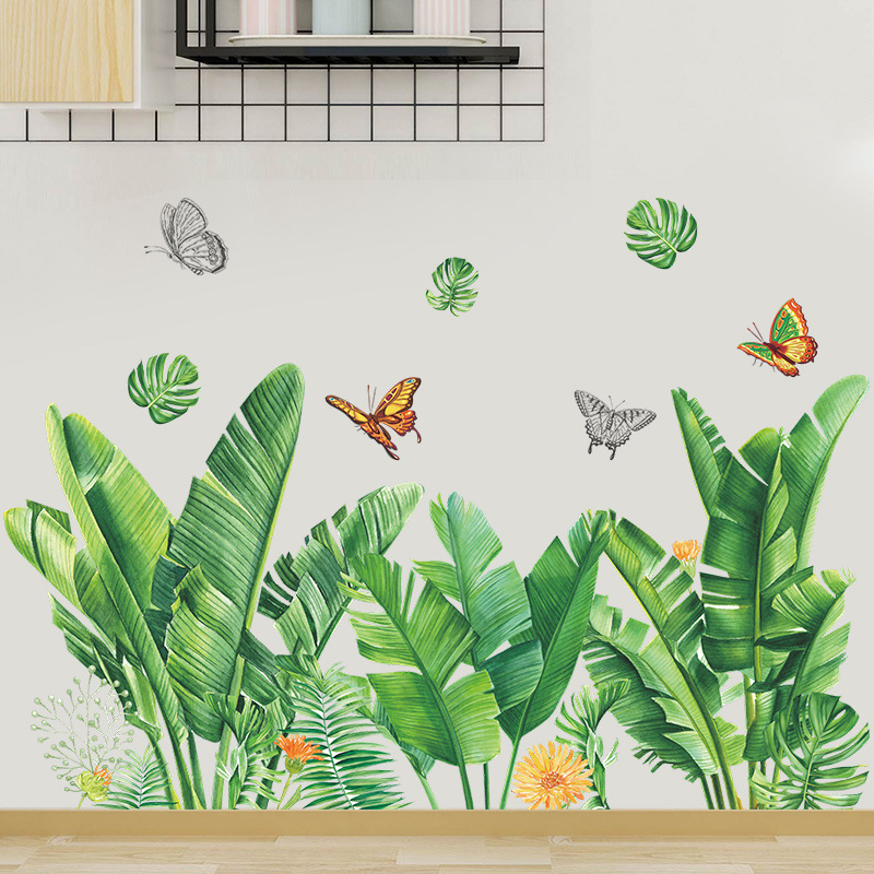 Nihaojewelry Gros Mode Plante Tropicale Tortue Feuille Papillon Fleur Chambre Wall Sticker display picture 1