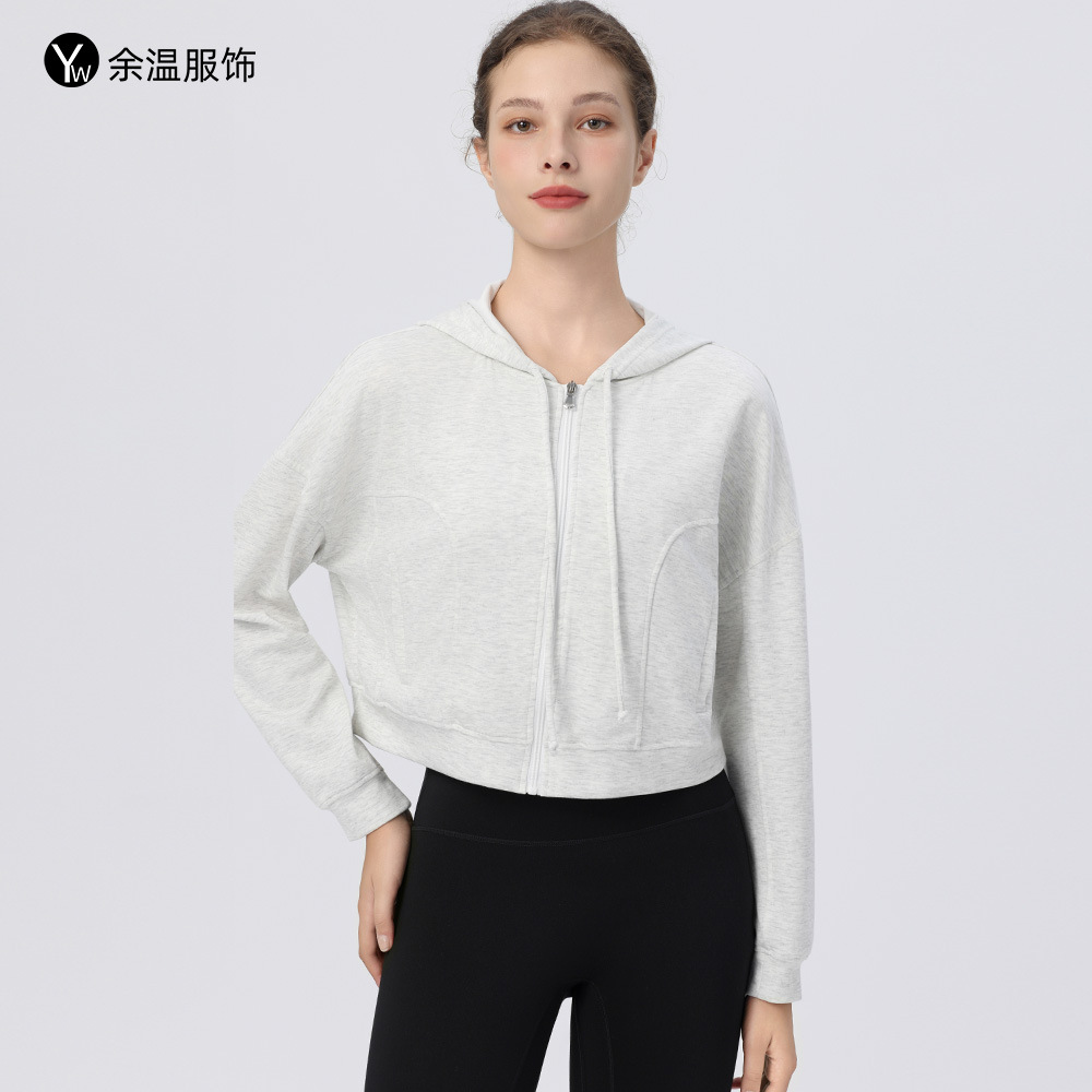 Autumn and Winter Sports Outwears, Women's Sweatshirts, Outdoor Running Pilates Yoga Tops, Loose Cotton Slimming Look Long-Sleeved Fitness Clothes