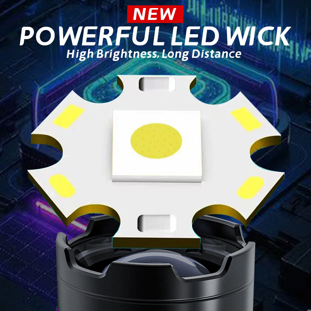 Nuevo zoom transfronterizo mecha láser blanca con pantalla de potencia iluminación de emergencia portátil al aire libre linterna de luz fuerte