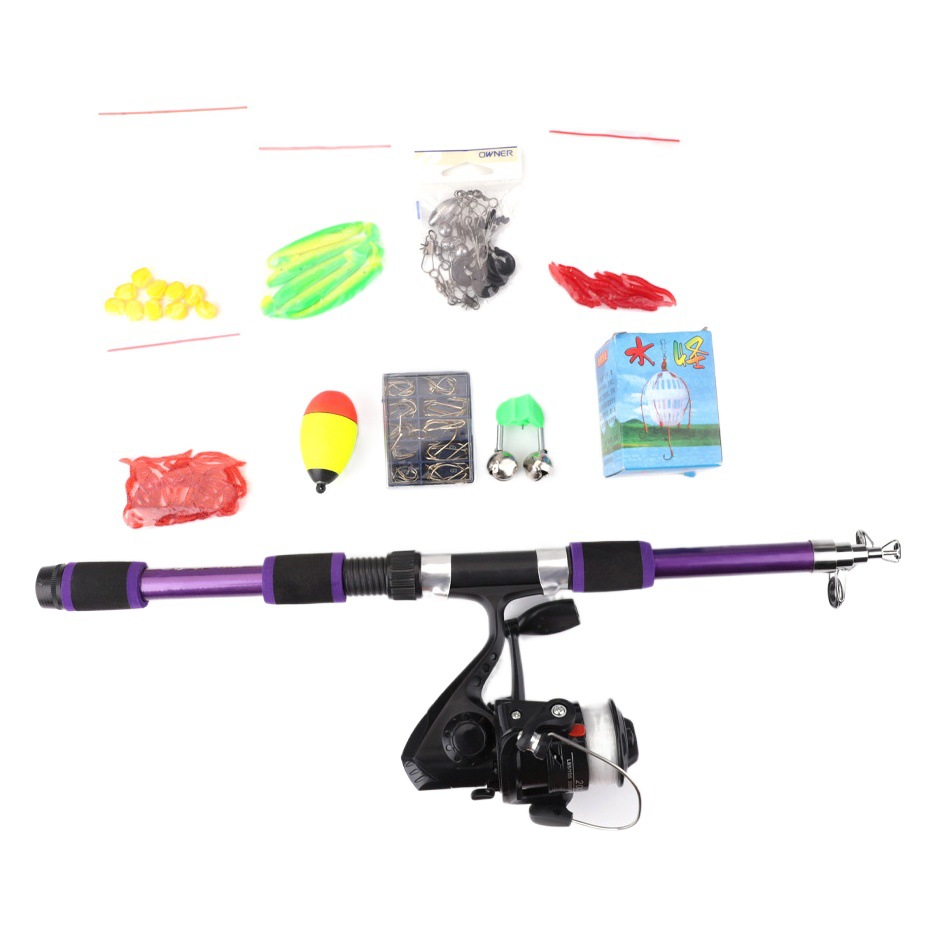 Ftk Sea Fishing Rod Set 55-Piece Set 1.8m Telescopic Lure Portable Set Beginner Combo Soft Bait Carp Fishing