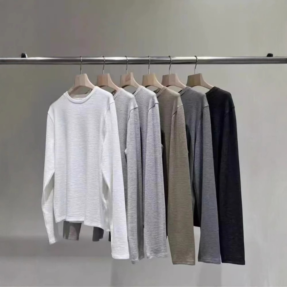 现STATEMENT韩国东大门代购女2025秋冬简约圆领加绒打底衫长袖T恤