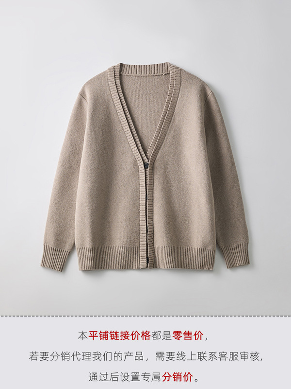 APO女装 |跨境无性别毛衣女秋冬韩系宽松慵懒V领长袖针织开衫外套|undefined