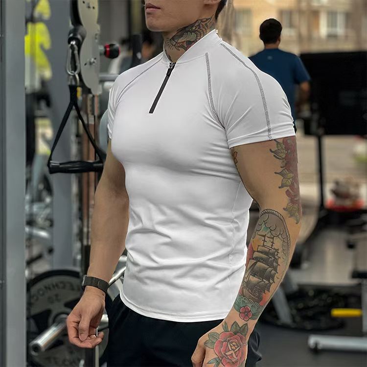 Muscle Summer New Quick-drying Tight Men's Elastic Sports Running T-shirt Gym Training Top