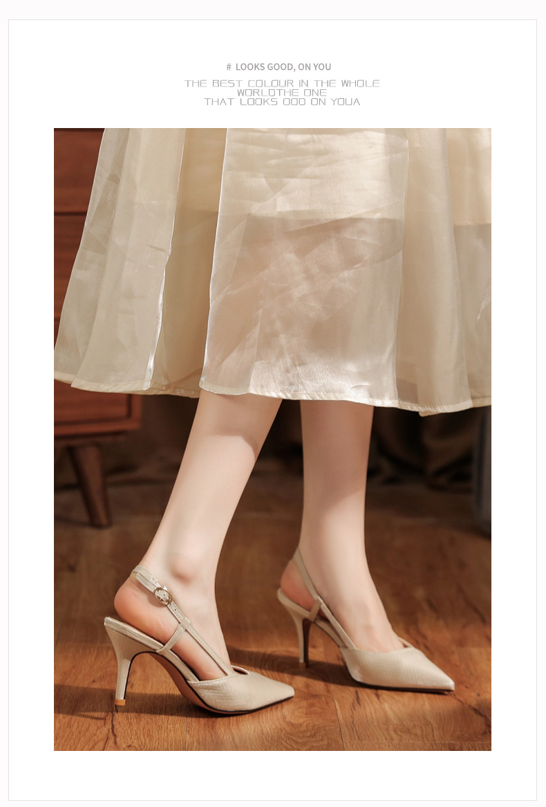 7755B Front Wrap Back Open Heel Sandals High Heels Elegant Commuting Versatile Daily Professional Temperament Women's_voghion.com