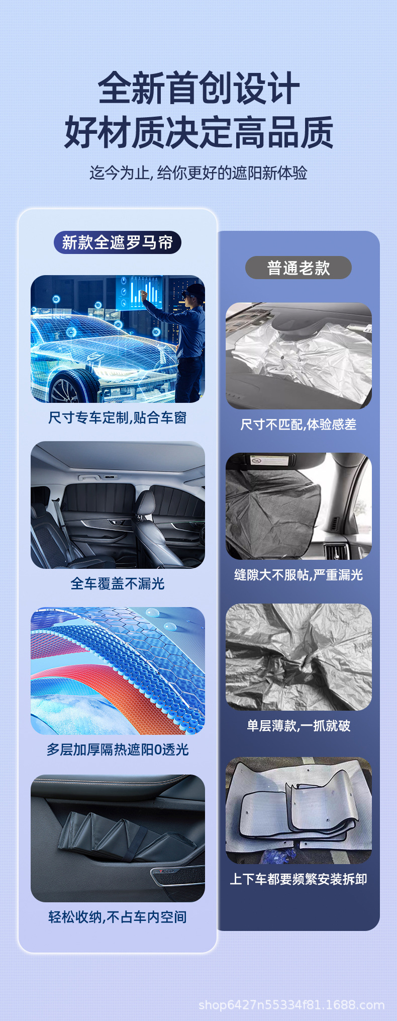 Folding Sun Protection and Heat Insulation Roman Curtain for Car Front Windshield, Sunshade Curtain for Car Use, Sun Protection, Heat Insulation, Anti-Peeping