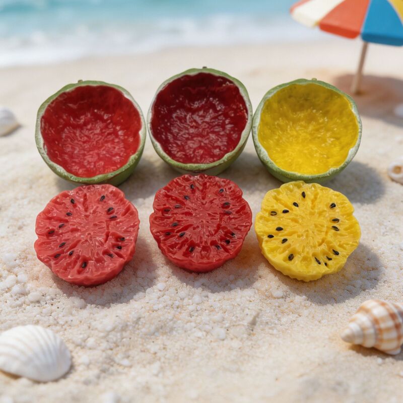 Cartoon realistic fruit with separated skin watermelon resin ornament micro-scene decoration DIY keychain pendant Cartoon realistic fruit with separated skin watermelon resin ornament micro-scene decoration DIY keychain pendant