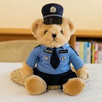 Модный милый плюшевый мишка дорожной полиции, плюшевая игрушка, кукла, сумка пожарной полиции, подвеска, брелок, кукла