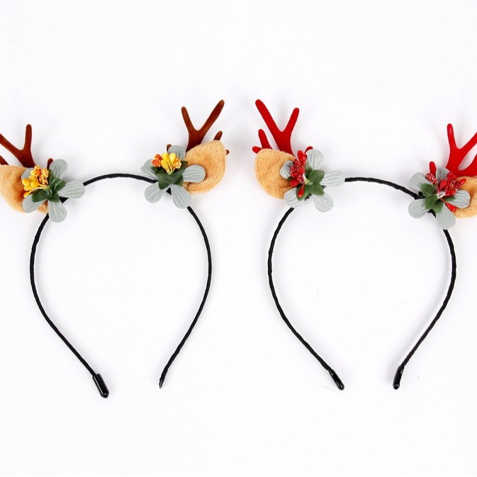 Navidad mori flocado corbata diadema decoración adultos niños decorativos accesorios para el cabello lindo hada banda para el cabello accesorios de clip para el cabello