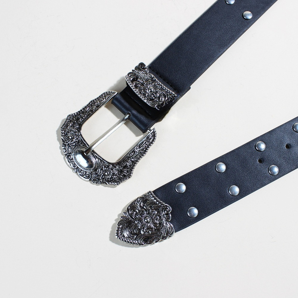 Europe and the United States new vintage nail trend fashion punk style belt personality men and women jeans universal belt wholesale_viptrois.com