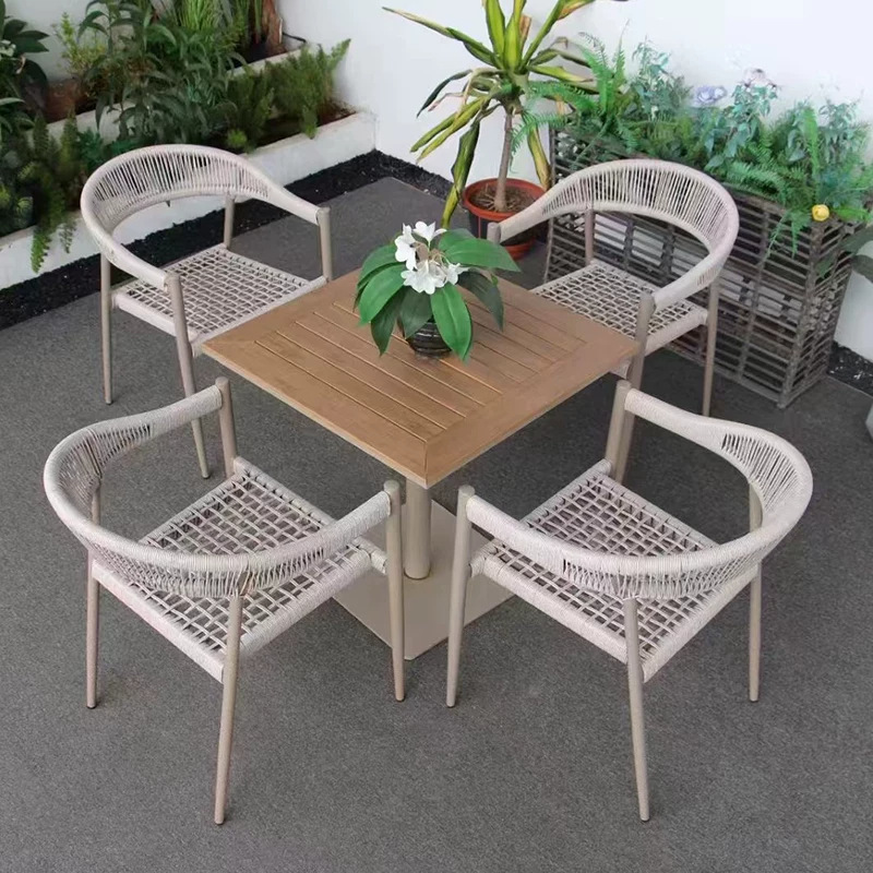 Mesa y silla al aire libre patio villa ocio balcón al aire libre silla de caña red impermeable protección solar jardín combinación de mesa y silla al aire libre