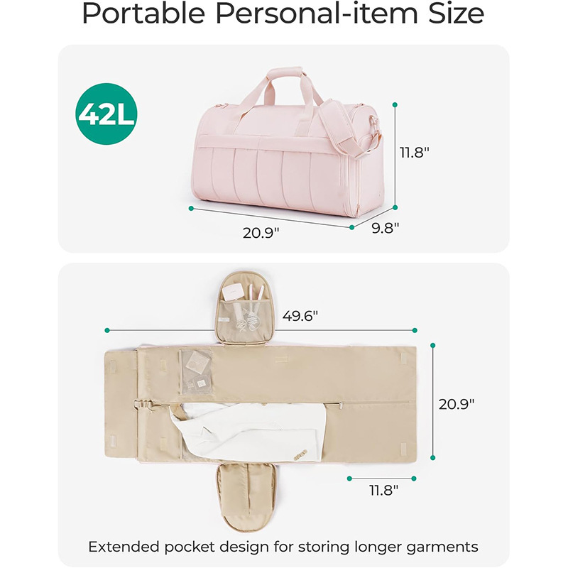 Nueva bolsa de ropa de viaje para hombres y mujeres, bolsa de lona convertible, bolsa de traje, bolsa de viaje, bolsa de lona con correa para el hombro
