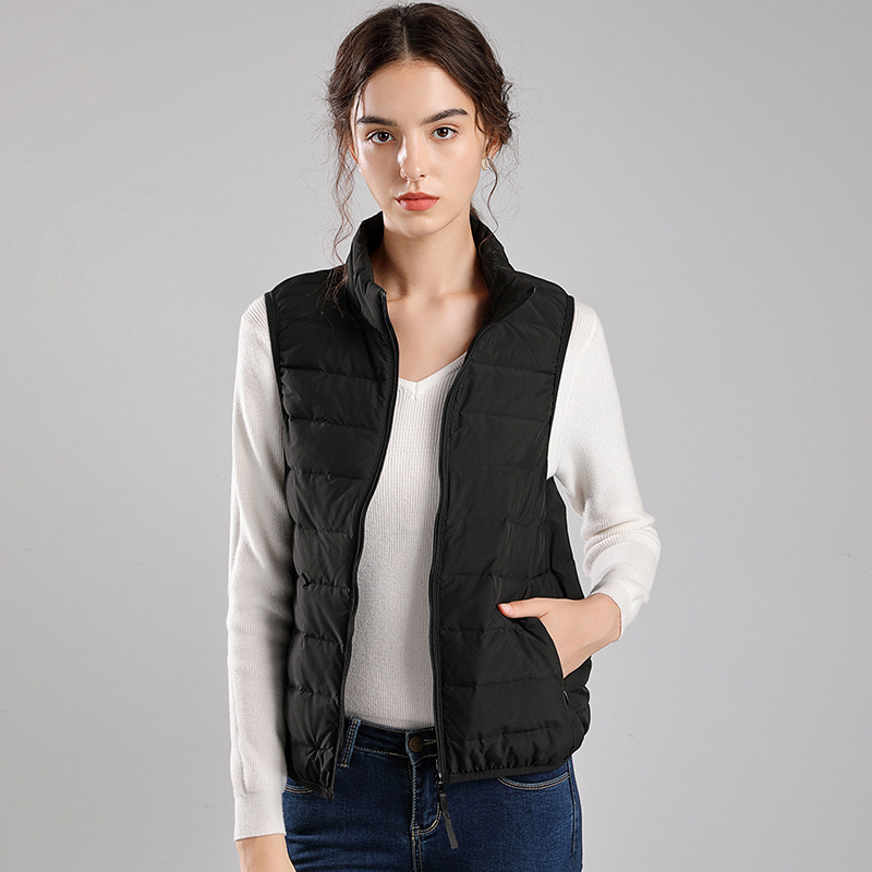 Nuevo chaleco de plumón ligero y delgado para mujeres corto collar delgado sin costuras en una chaqueta ligera de plumón revestimiento interior