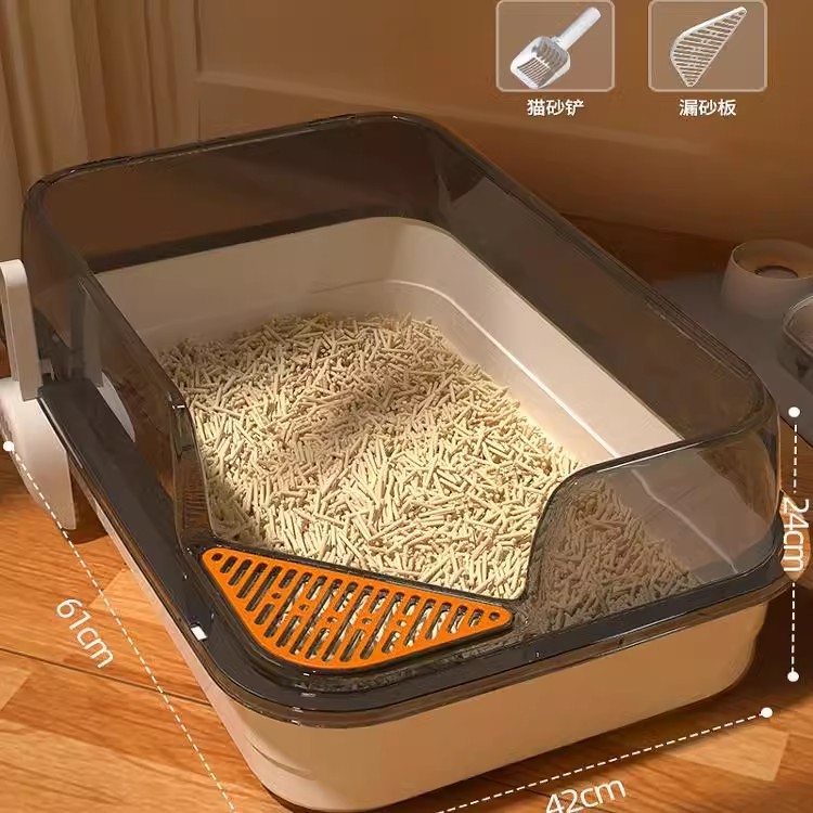 超大型猫砂盆猫トイレ砂盆特大サイズ外はね防止大猫砂盤糞盆半閉鎖巨大猫|undefined