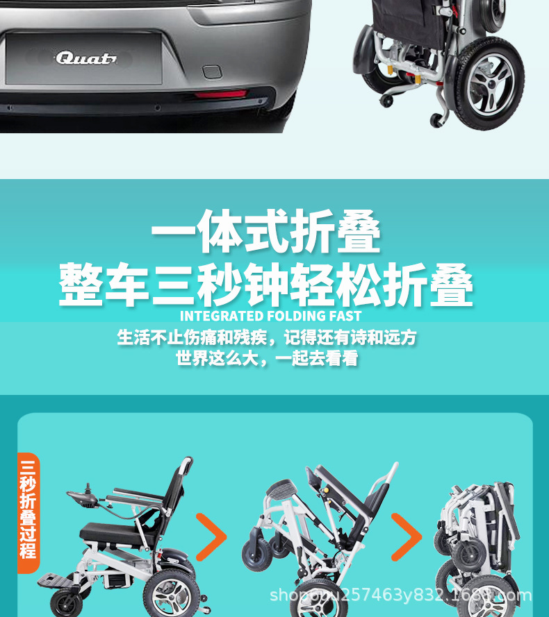 Electric Wheelchair for the Elderly, Intelligent, Fully Automatic, Foldable, Portable, Four-Wheel Mobility Wheelchair for the Disabled and the Elderly