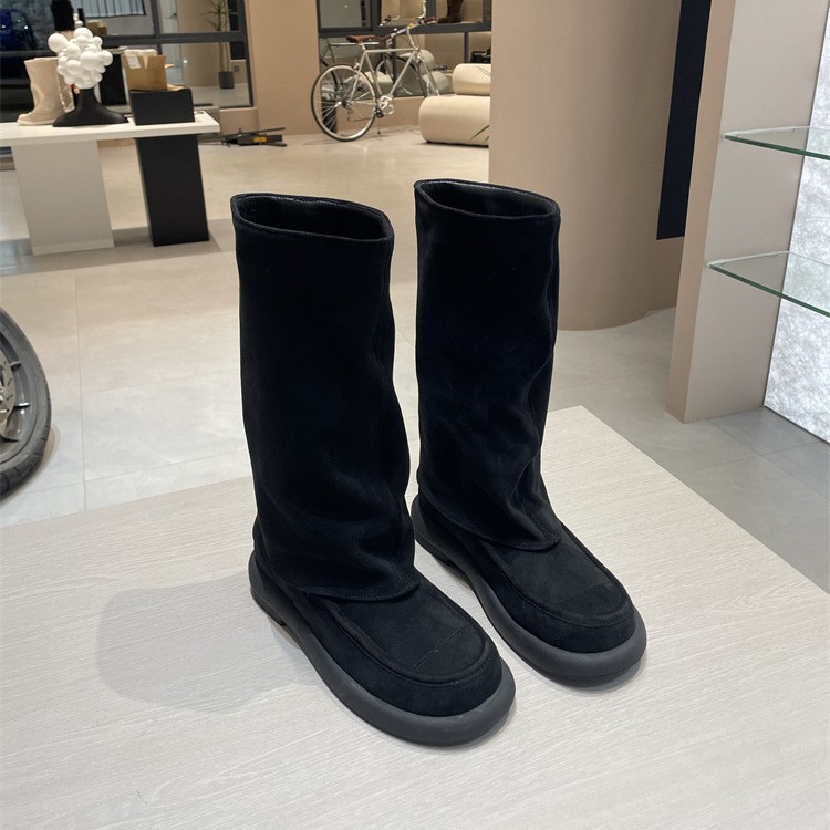 牛革版 ~ フランス本革厚い底の白いブーツ女性冬の新型ズボンの靴の騎士靴のブーツのブーツ