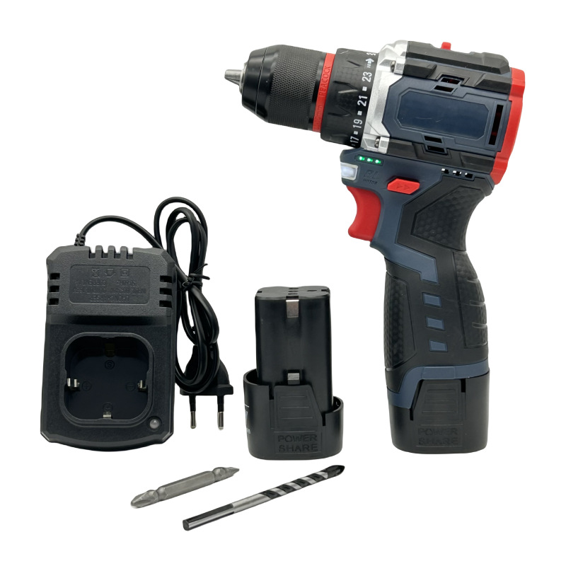 Venta al por mayor sin escobillas taladro recargable pequeña pistola de acero batería de litio gran par impacto taladro de mano destornillador eléctrico