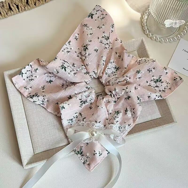 5778 스트리머 플로럴 스퀘어 스카프-핑크 (26cm)