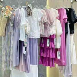 25夏奥宴妮韩范淑女风连衣裙上衣裤裙直播实体撤柜品牌折扣女装货