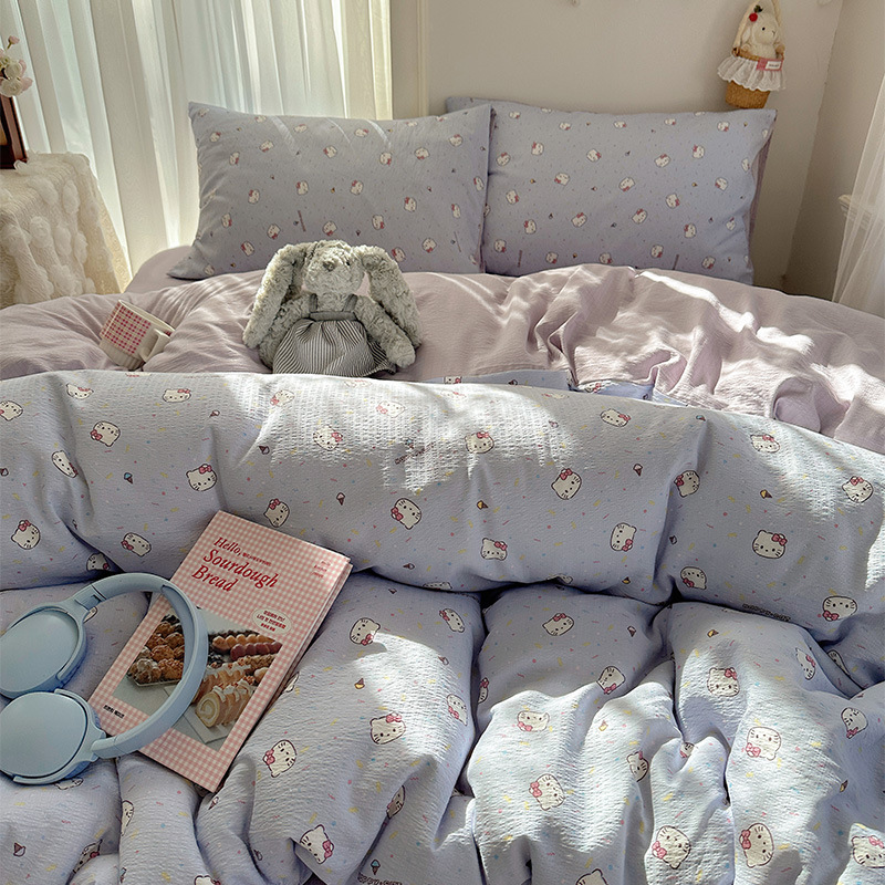 Cama de algodón de cuatro piezas A clase madre y bebé dormir desnudo pro piel sábanas de cama de algodón puro Kasa dormitorio dibujos animados lindos tres piezas 4