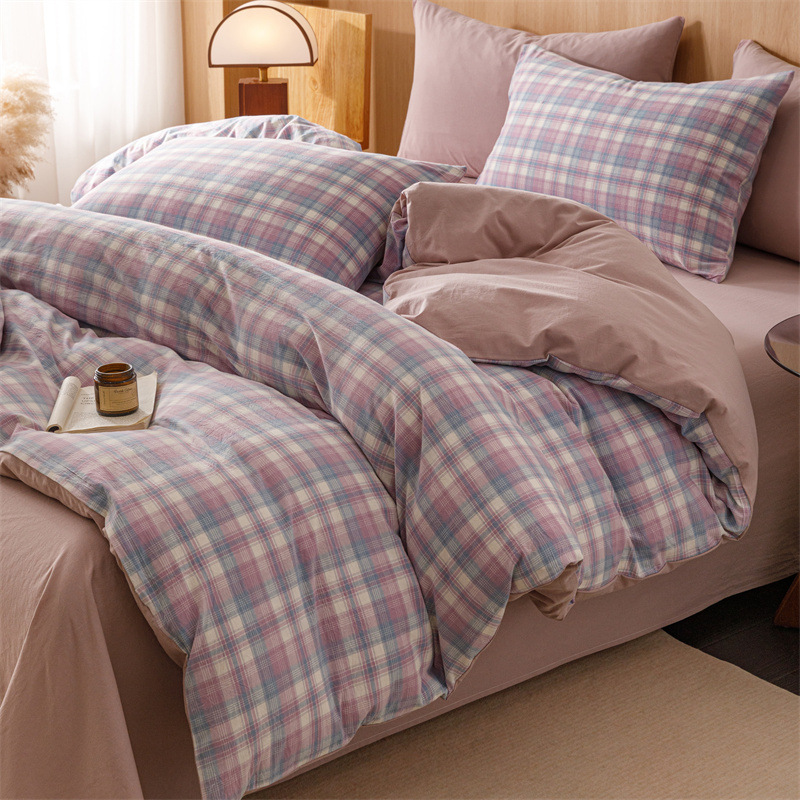 Juego de cama de dormitorio de estudiantes de tres piezas de algodón puro 2025 nuevas sábanas de cuatro piezas fundas de edredón