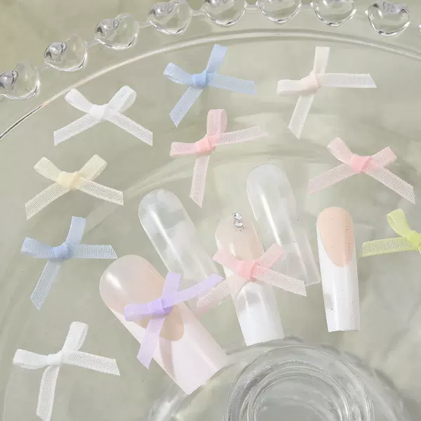Ribbon bow nail accessories girl's dream organza ballet style nail wear nail accessories