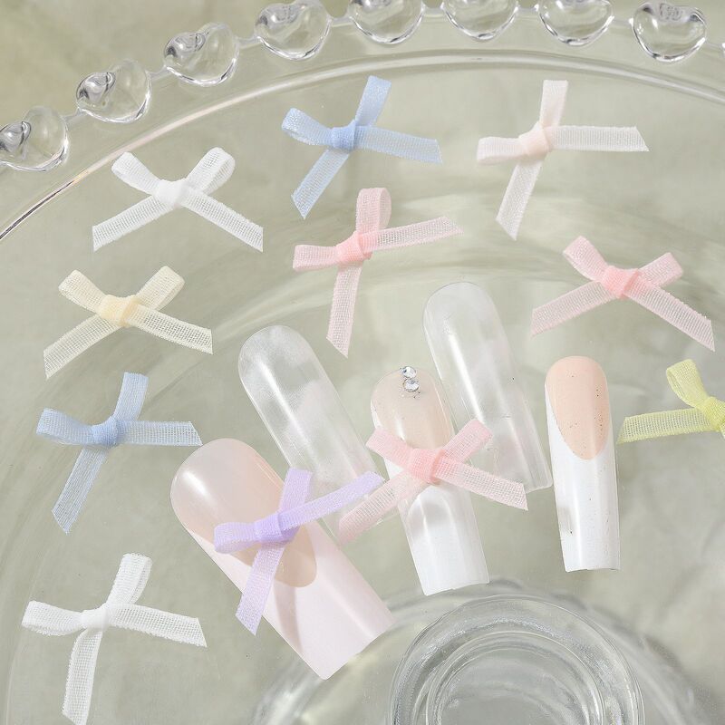 Ribbon bow nail accessories girl's dream organza ballet style nail wear nail accessories
