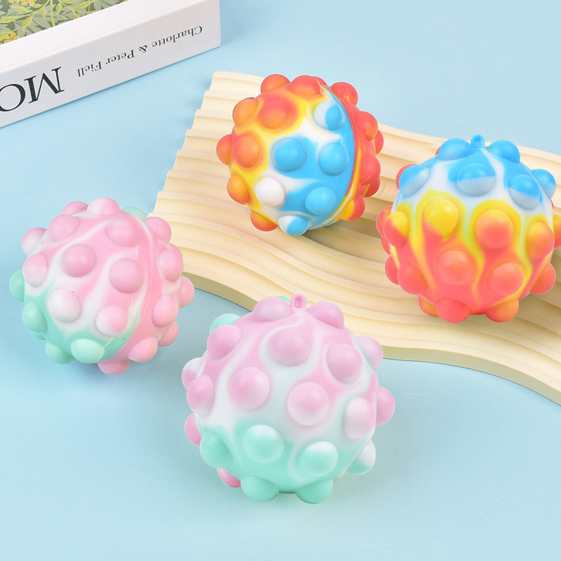 Hot-Selling Eco-Friendly Silicone Four-Color Light Ball Squeeze Bubble Ball Children's Stress-Relief Silicone Vent Ball