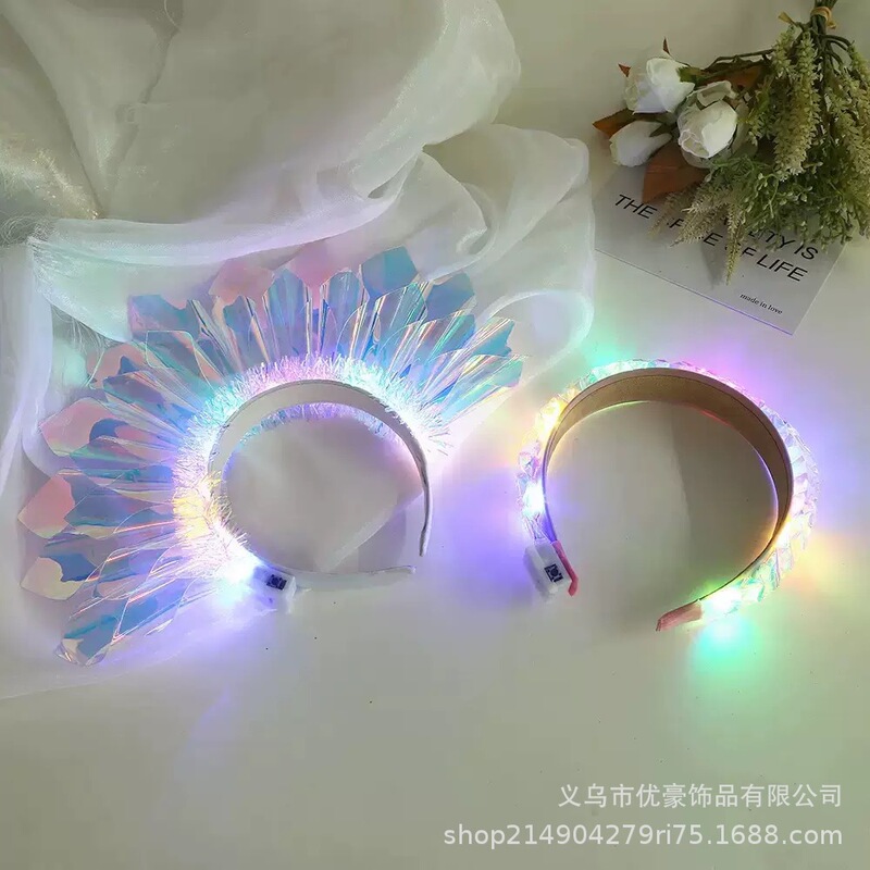 万圣节发光彩膜大小卷头箍圣诞节儿童蝴蝶结发箍狂欢派对氛围头饰|undefined
