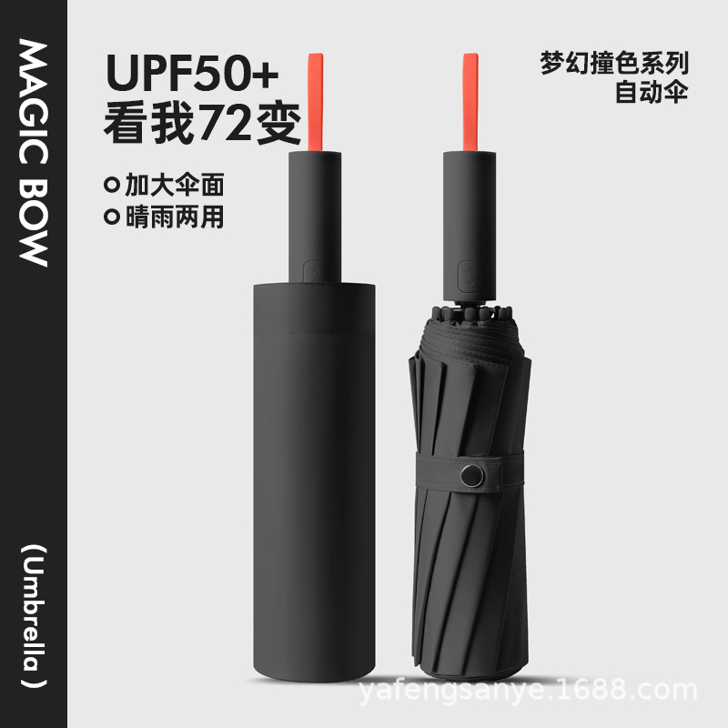 in stock Wholesale 72 Bone Automatic Umbrella Women Sunny and Rain Strong Wind-Resistant Men's Sunshade Sun Umbrella Extract Size Custom Advertising