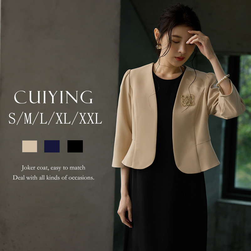 Cross-border direct supply, in-stock women's jacket, elegant and stylish for commuting, collarless, simple Korean-style blazer 88818 Cross-border direct supply, in-stock women's jacket, elegant and stylish for commuting, collarless, simple Korean-style blazer 88818