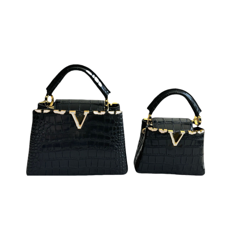 2025新款爆款L家贵妇单肩斜挎金属镶嵌气质大容量经典时尚女包