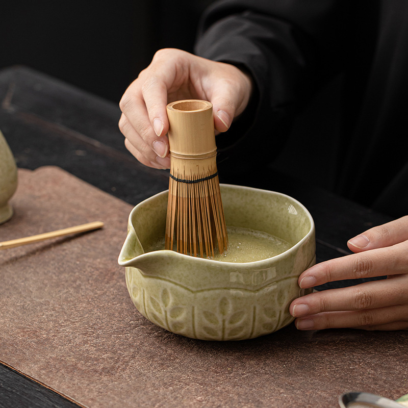 太阳花抹茶四件套陶瓷打抹茶工具日式点茶碗茶筅立百本立抹茶勺|undefined