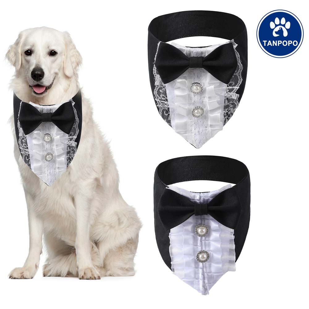 TANPOPO Traje de boda para mascotas nuevo Traje de bufanda triangular Traje de toalla de saliva para mascotas Bufanda triangular Bufanda para perros