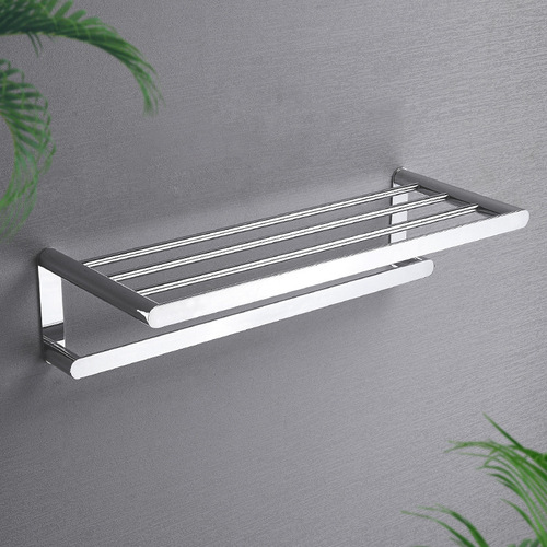 New Product 304 Stainless Steel Towel Rack Bathroom Shower Towel Rod Bathroom Shelf Rack Hardware Hook Set