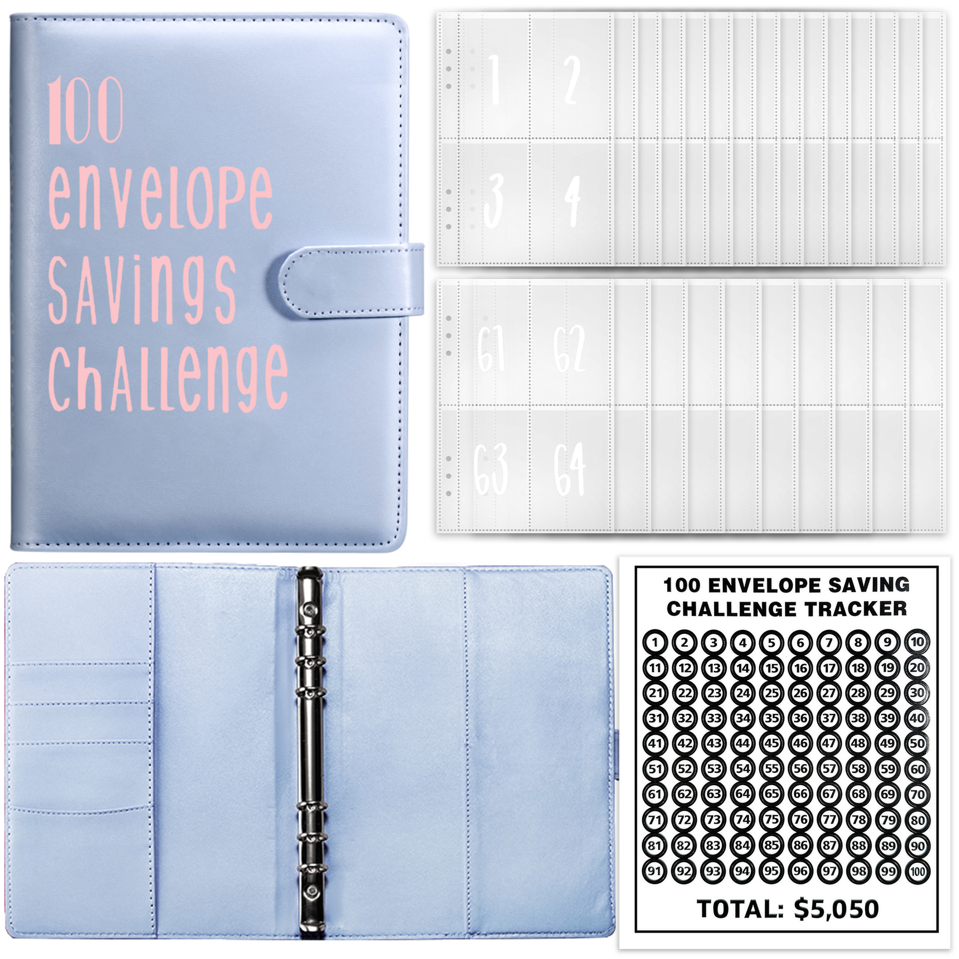 100-day Challenge Loose-leaf Book Couple's Money Saving Book Money Saving Cash Envelope Budget Savings Book Notepad