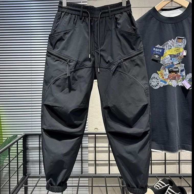 秋季款潮流时尚休闲裤男百搭高品质韩版束脚裤轻奢小众设计感长裤|undefined