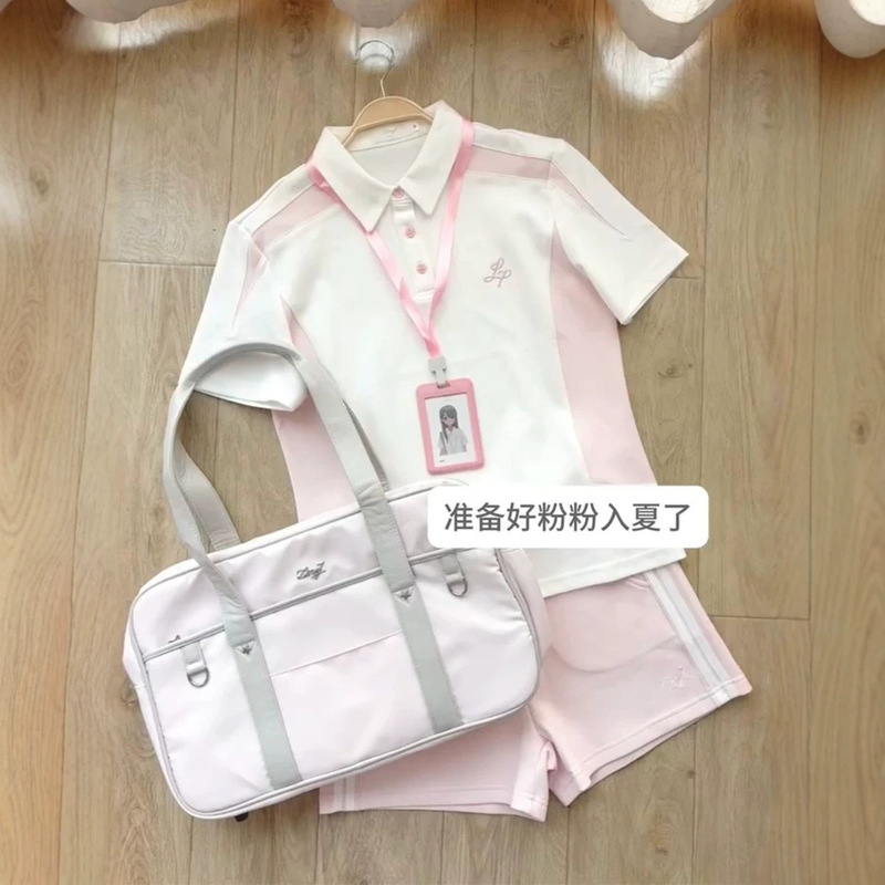 Sports Jk Uniform New Embroidered Gymnastics Suit Casual Summer Multi-Color Polo Shirt Short-Sleeved Top Shorts Sports Jk Uniform New Embroidered Gymnastics Suit Casual Summer Multi-Color Polo Shirt Short-Sleeved Top Shorts