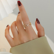 高级感开口戒指女网红时尚个性爱心水钻小众设计简约潮手饰