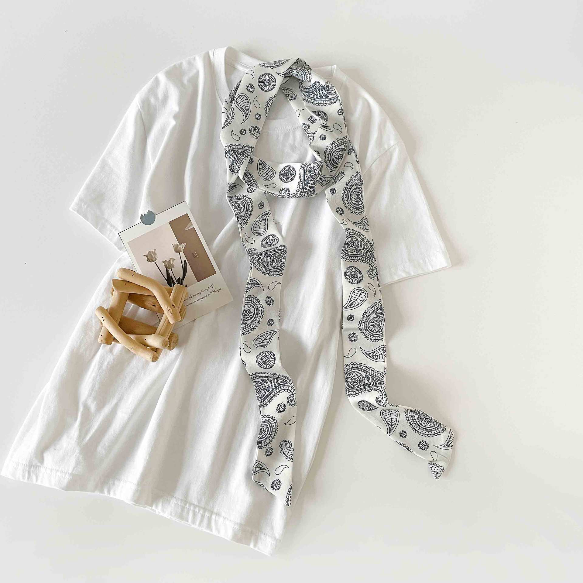 Polka Dot Long Ribbon Scarf Headband Versatile Hair Accessory_voghion.com