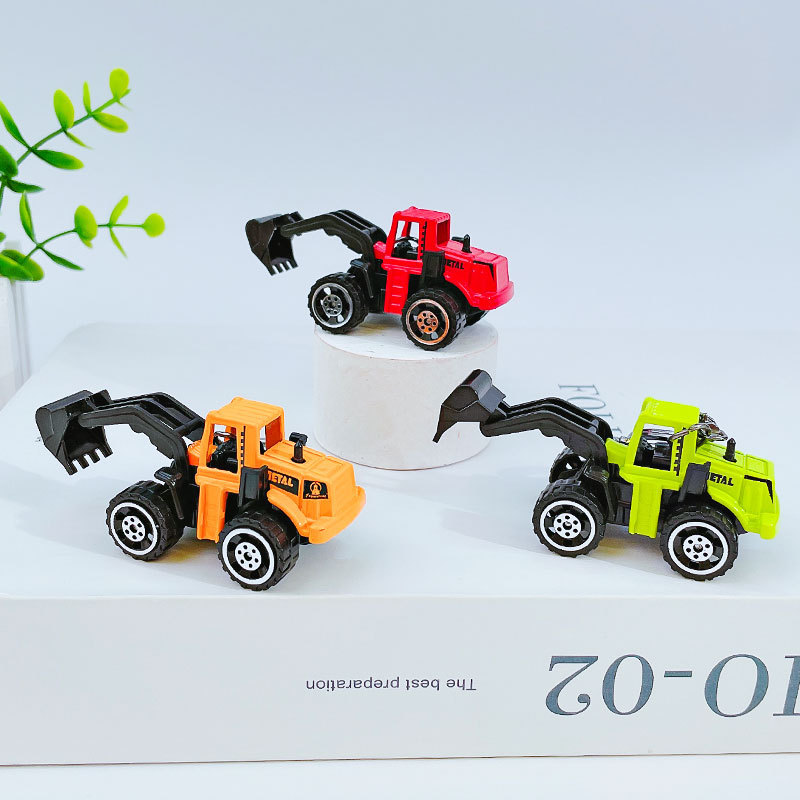 クリエイティブミニ合金エンジニアリング車両キーホルダーペンダント漫画おもちゃプルバック車スクールバッグキーチェーンペンダントギフト|undefined