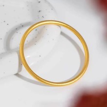 18k金传承古法手镯Au750不脱模磨砂光面素圈金镯黄金手饰水贝批发