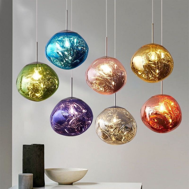 Nordic Creative Lava Glass Chandelier, Personalized Artistic Lighting for Living Room, Dining Room, and Bar Counter
