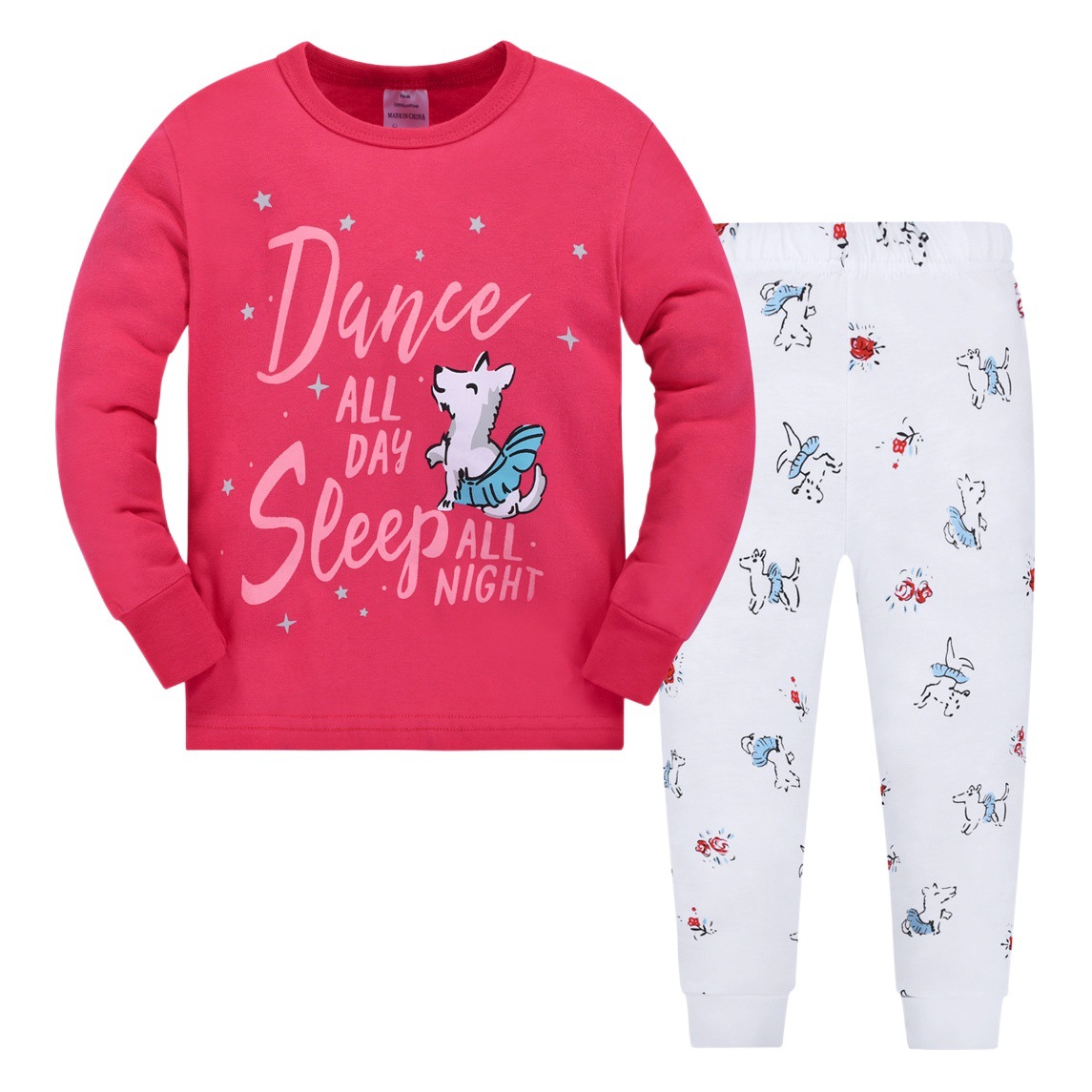 Traje de ropa para el hogar para niños europeos y americanos Comercio exterior al por mayor primavera pantalones de manga larga traje de sirena pijamas para niñas algodón