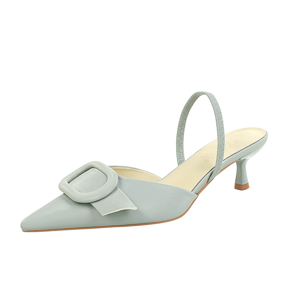 9727-AK333 European and American style fashionable belt buckle decoration pointed women's shoes sexy rear empty back strap thin heel sandals