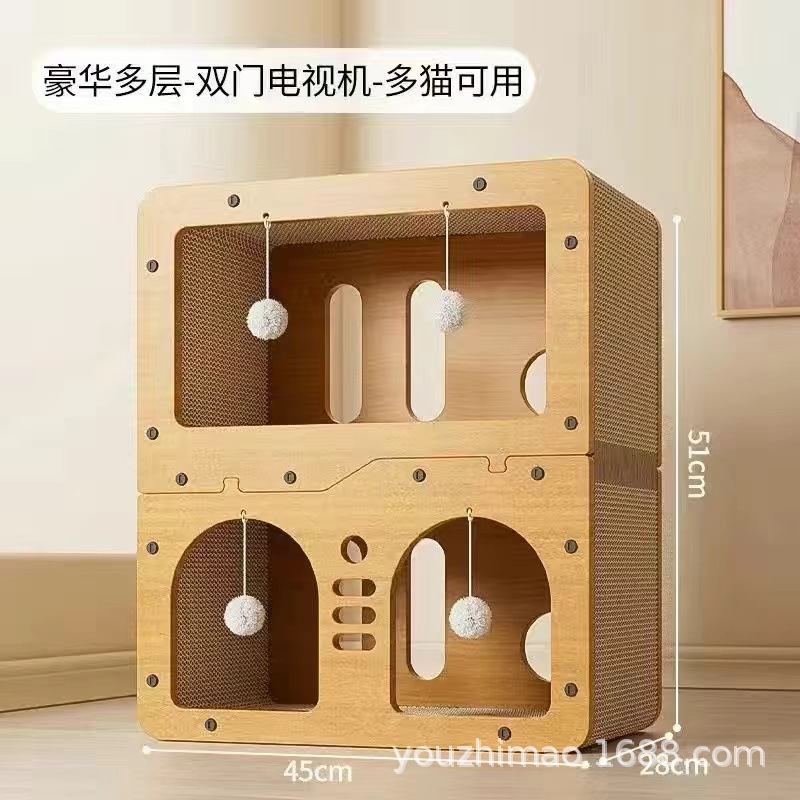 [3층 업그레이드 모델] 고급스러운 2층 캐터리(오리지널 컬러 더블도어 모델) [업그레이드 및 두꺼워짐]
