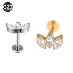 G23 Titanium Alloy Piercing Jewelry with Moissanite Labret Stud Lip Ring Mid-Brow Piercing Eardrum Staple Ear Bone Staple New Style