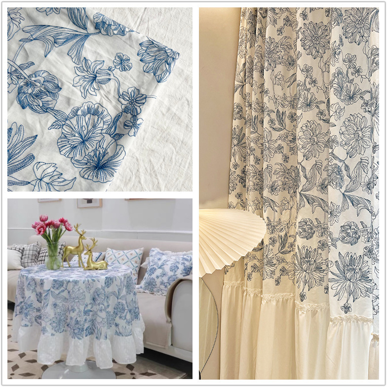 Tang Dynasty Hanfu Fabric Fresh Artistic Small Floral Japanese Cotton Embroidery Fabric Handmade Cloth One-meter Leaf Embroidery Tang Dynasty Hanfu Fabric Fresh Artistic Small Floral Japanese Cotton Embroidery Fabric Handmade Cloth One-meter Leaf Embroidery
